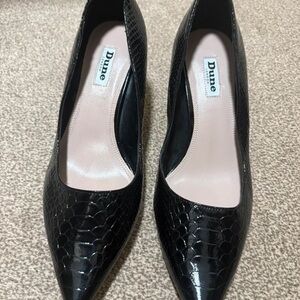 Dune Elegant Black Croc-Patterned Heels